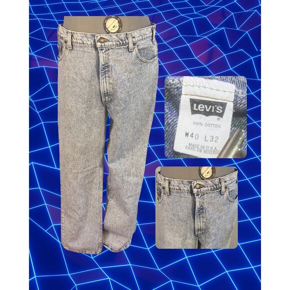 Volup Vintage 80s Levis 540 Acid Wash Leather Tab Relaxed Fit Jeans Size 40x32 - Picture 1 of 4